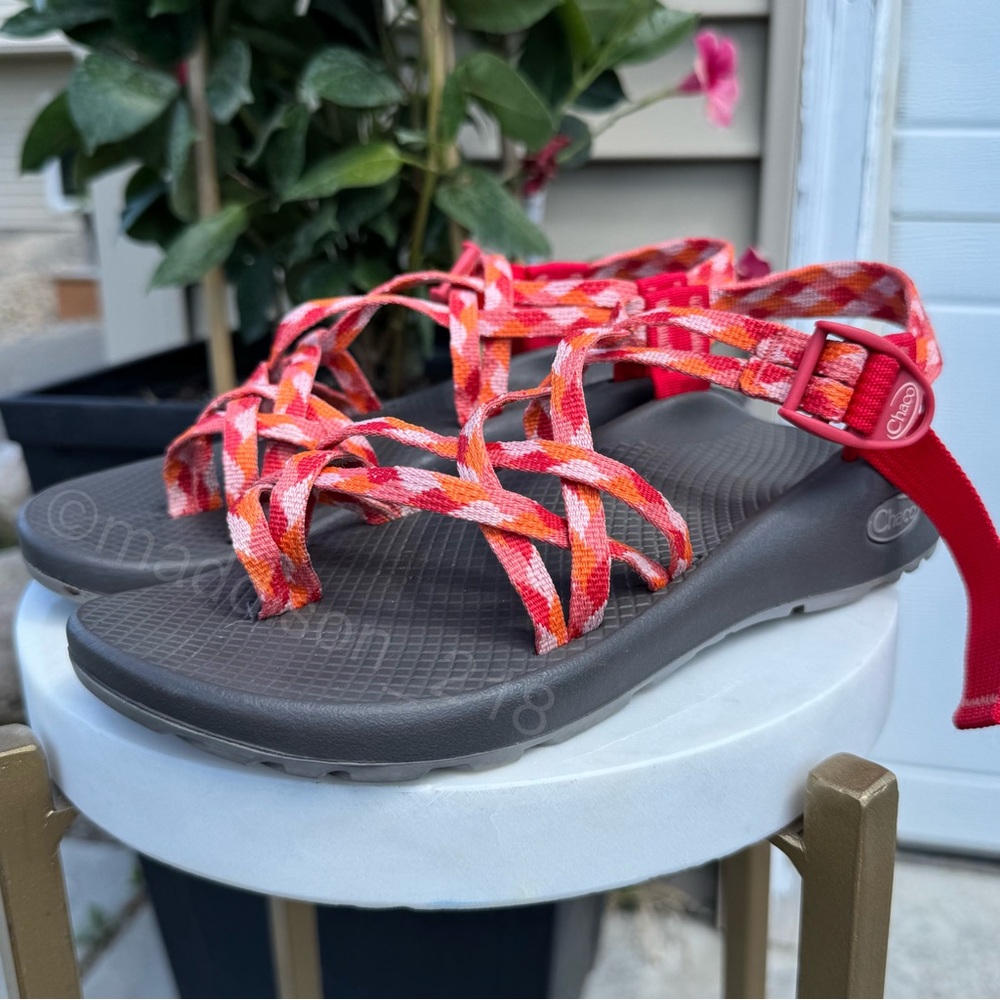 Chaco ZX/2 Dual Strap Classic Sandals Quilt Peach Pink Orange size 8 women’s - Picture 5 of 10